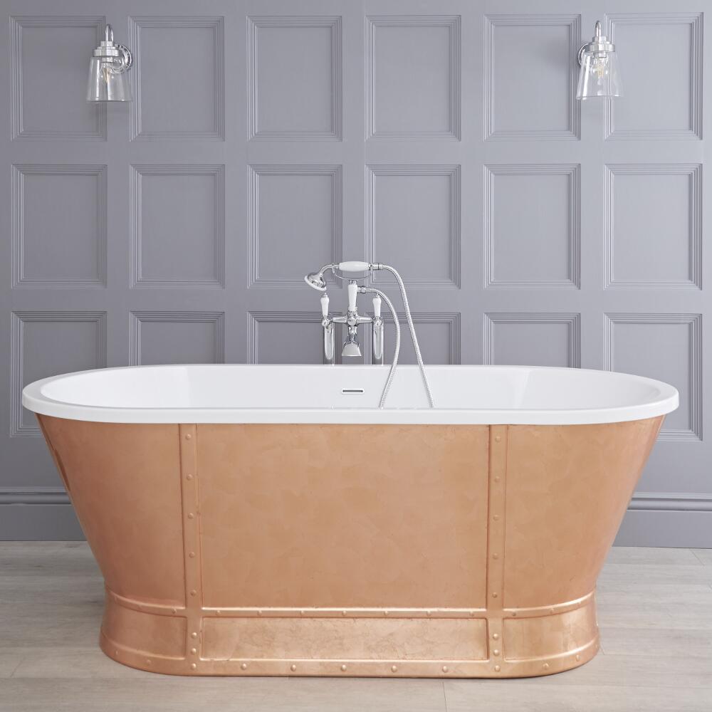 Bañera Exenta Acrílica con Acabado de Color Efecto Cobre 1676 x 780mm - Egermont