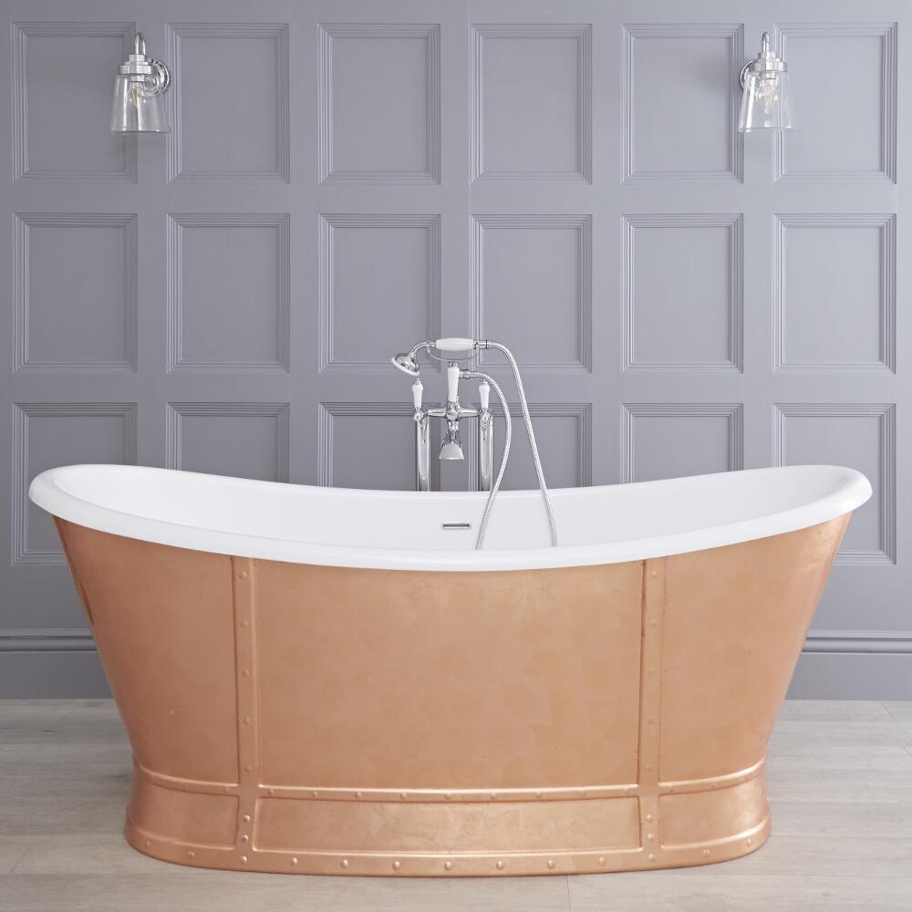Bañera Exenta Acrílica de Color Cobre de 1680 x 780mm con Efecto Metálico - Egermont