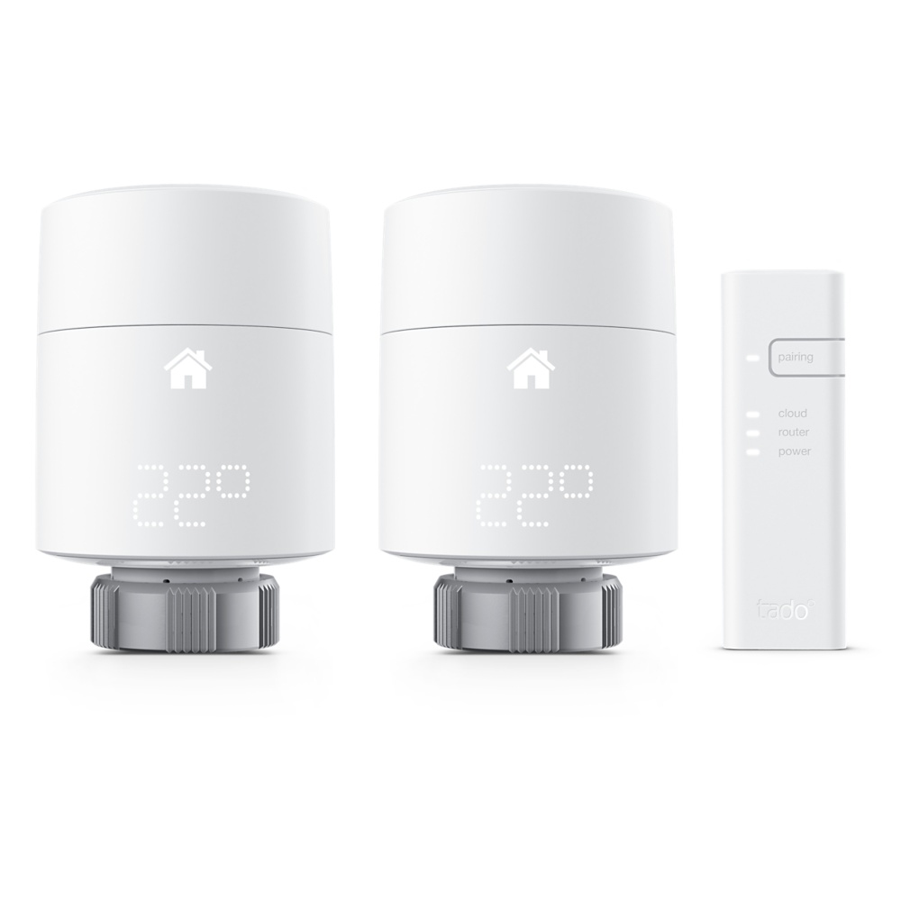 Kit de Inicio con 2 Cabezales Termostáticos Inteligentes Verticales y Bridge de Internet Tado°