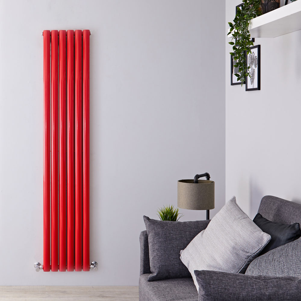 Radiador de Diseño Vertical Doble - Rojo - 1800mm x 355mm x 79mm - 1632 Vatios - Revive
