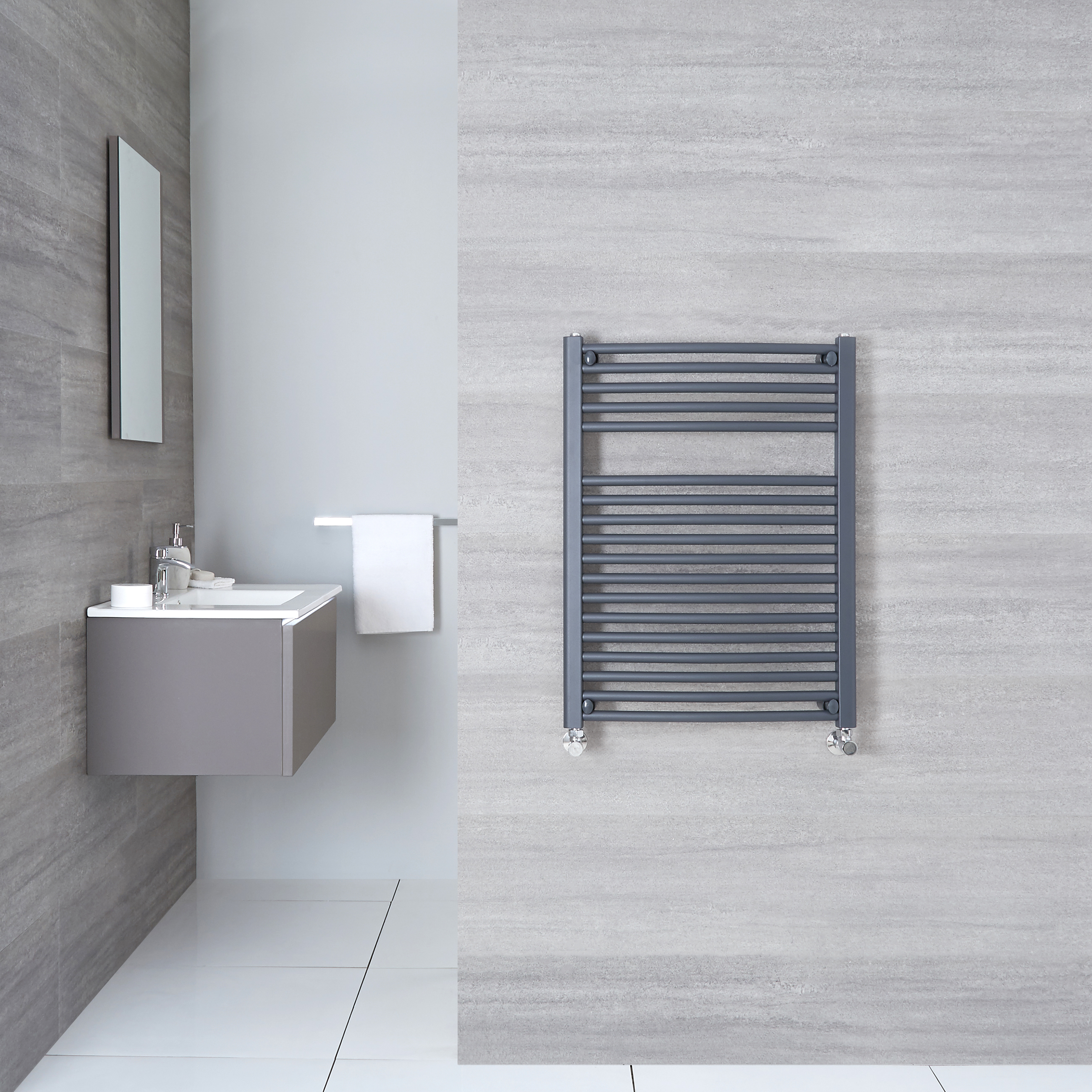 Radiador Toallero Curvo - Antracita - 800mm x 500mm x 48mm - 466 Vatios - Loa