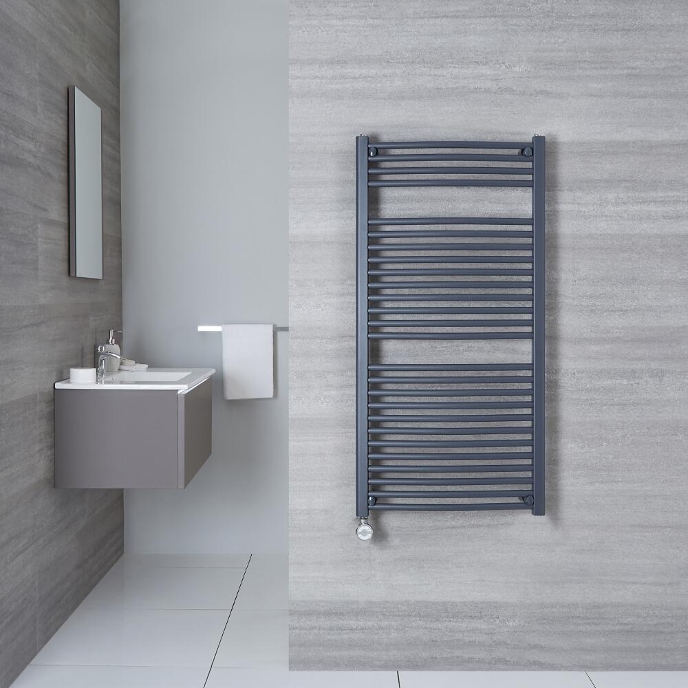 Radiador Toallero Eléctrico Curvo - Antracita - 1200mm x 600mm x 52mm - Loa