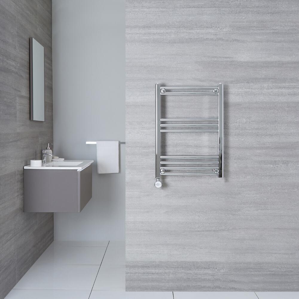 Radiador Toallero Eléctrico Curvo - Cromado - 700mm x 400mm x 38mm - Ischia