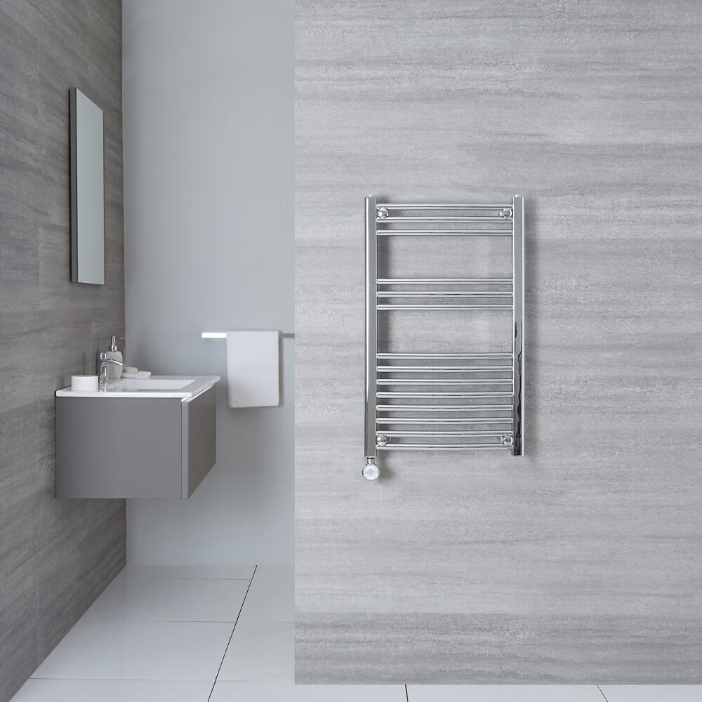 Radiador Toallero Eléctrico Curvo - Cromado - 800mm x 500mm x 45mm - Ischia