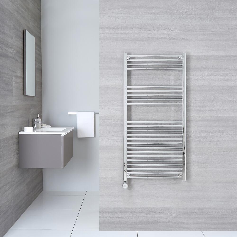 Radiador Toallero Eléctrico Curvo - Cromado - 1200mm x 500mm x 45mm - Ischia