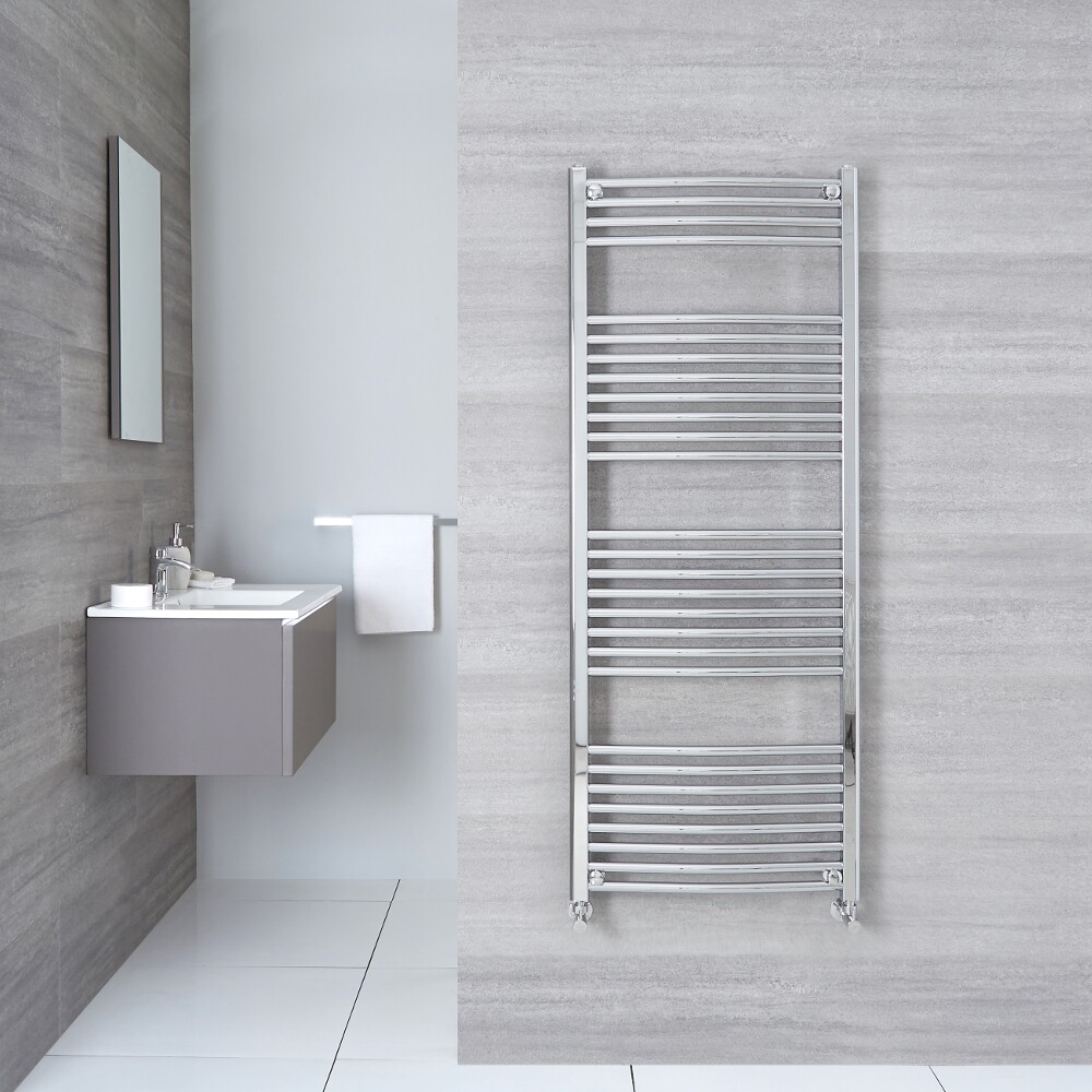 Radiador Toallero Curvo - Cromado - 1500mm x 500mm x 45mm - 571 Vatios - Ischia