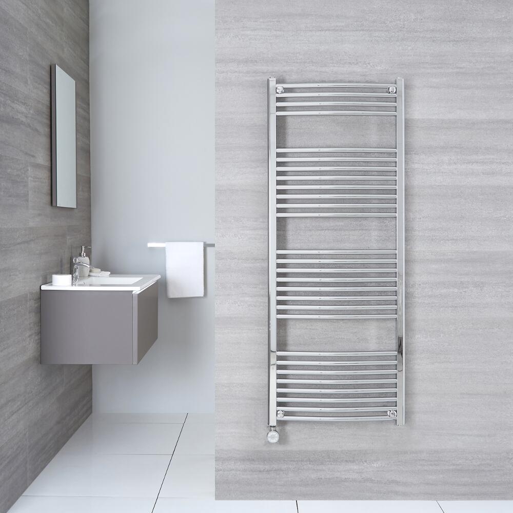 Radiador Toallero Eléctrico Curvo - Cromado - 1500mm x 500mm x 45mm - Ischia