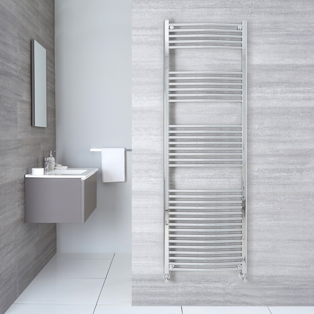 Radiador Toallero Curvo - Cromado - 1800mm x 500mm x 45mm - 667 Vatios - Ischia