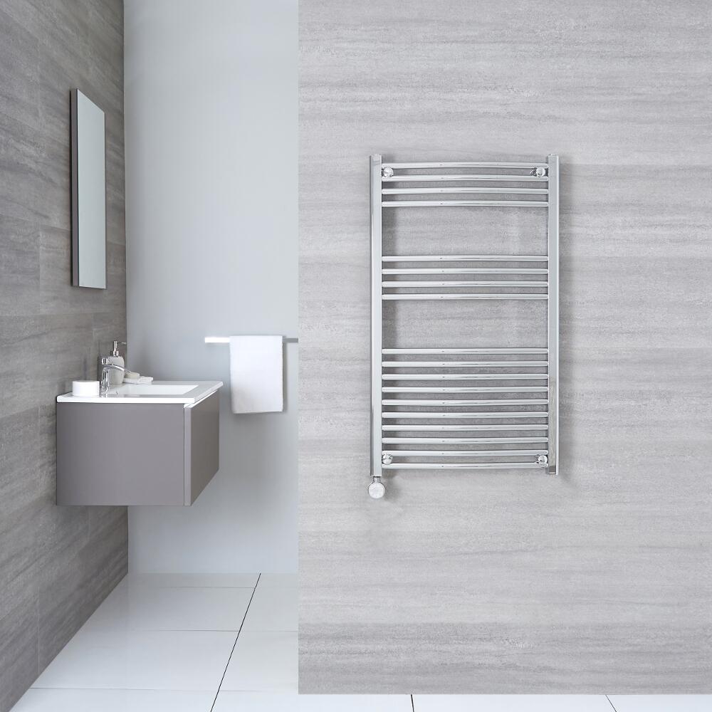 Radiador Toallero Eléctrico Curvo - Cromado - 1000mm x 600mm x 50mm - Ischia