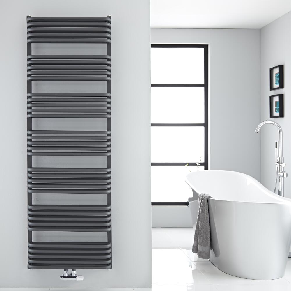 Radiador Toallero con Conexión Central - Curvo - Antracita - 1800mm x 600mm - 2083 Vatios - Arch