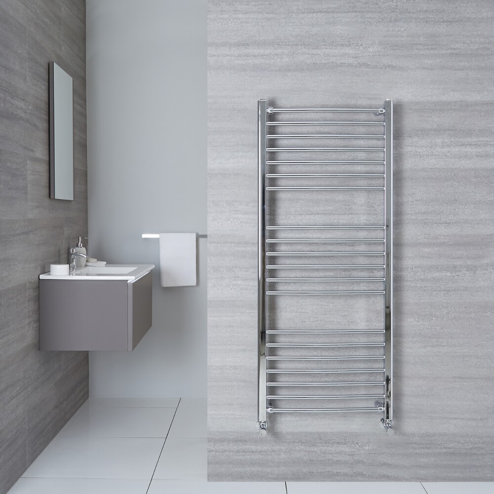 Radiador Toallero Curvo - Cromado - 1400mm x 500mm x 30mm - 438 Vatios - Eco