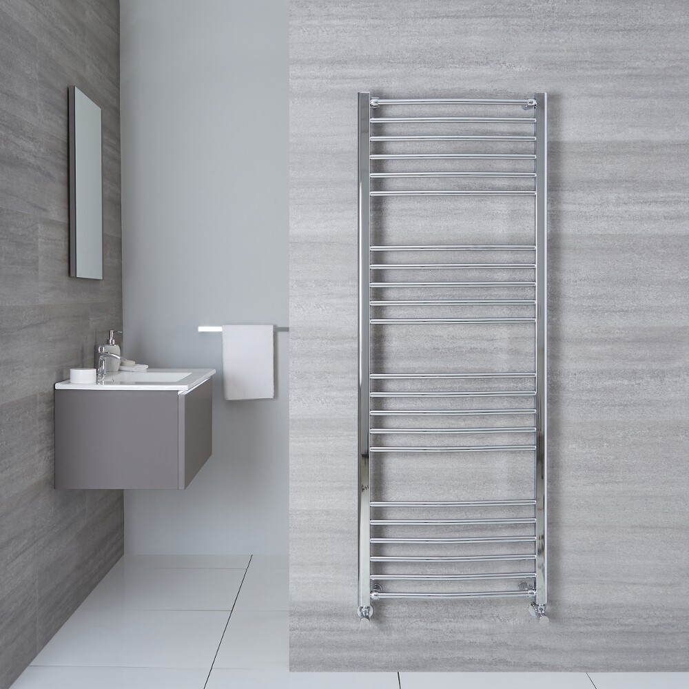 Radiador Toallero Curvo - Cromado - 1600mm x 500mm x 30mm - 500 Vatios - Eco