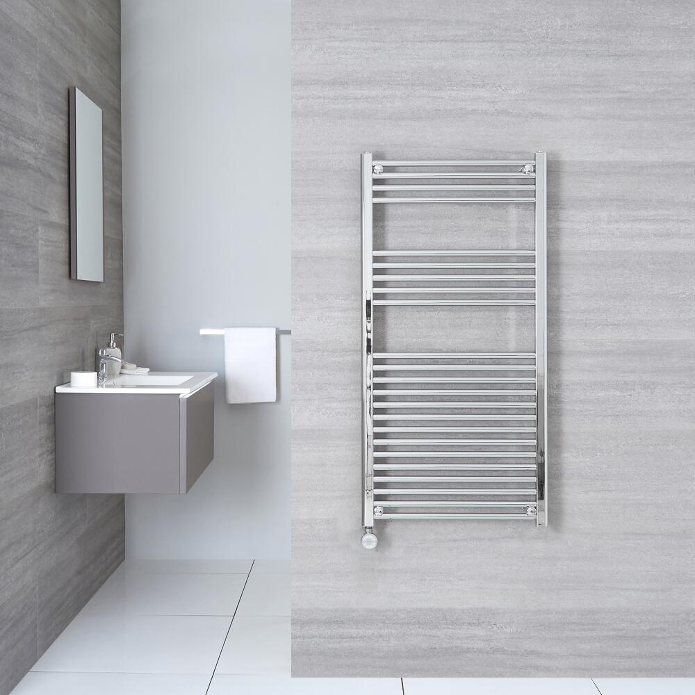 Radiador Toallero Eléctrico Plano - Cromado - 1200mm x 600mm x 30mm - Ischia