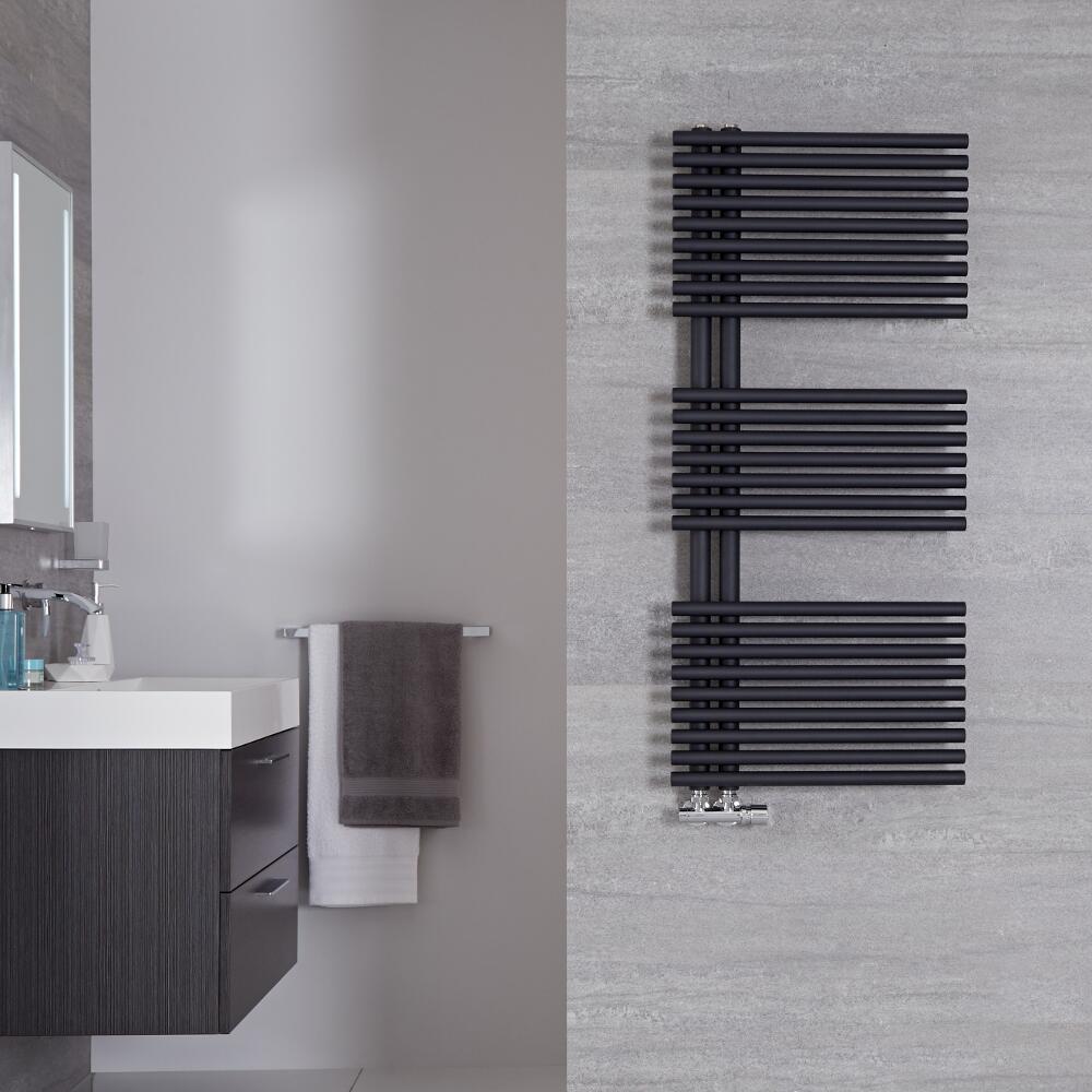 Radiador Toallero de Diseño Vertical - Color Antracita - 1120mm x 500mm - 734 Vatios - Iseo