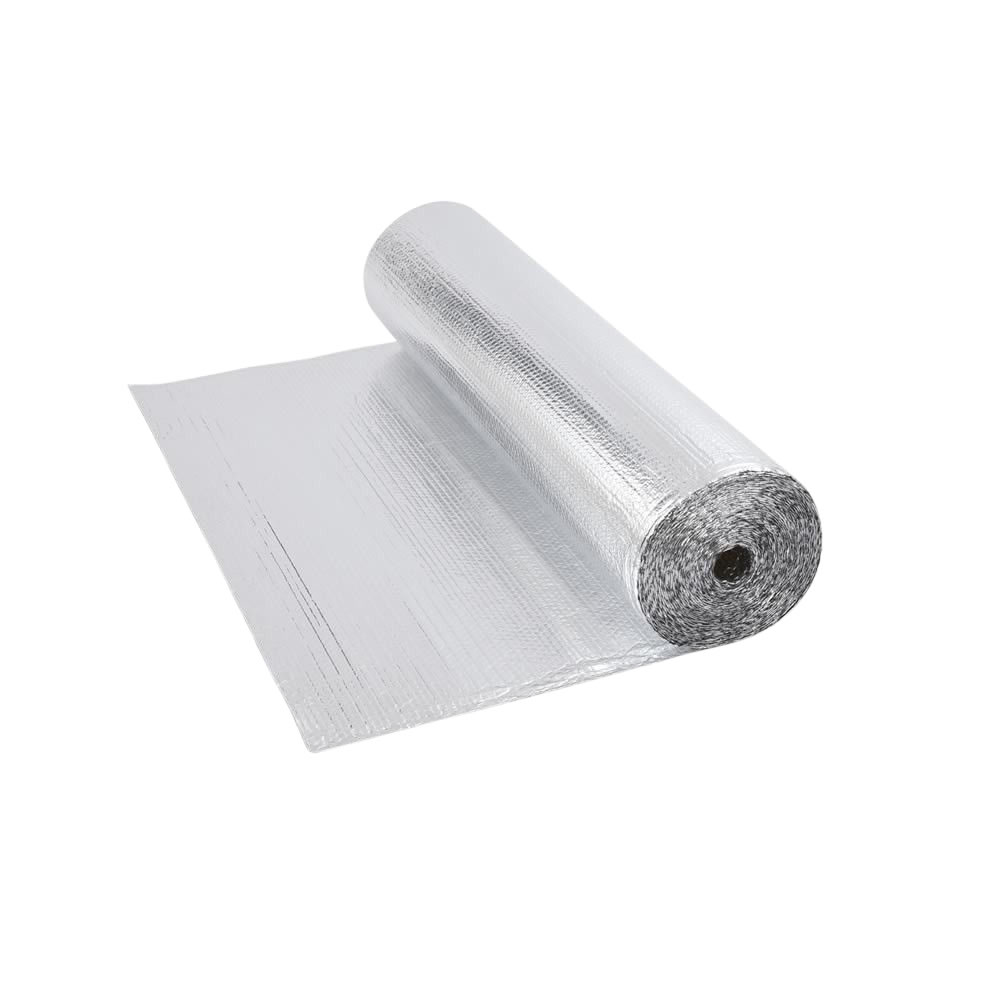 Rollo de Aislante Térmico de Doble Cara en Aluminio de 1 Capa con Burbujas - 5m x 1,2m - 6m2