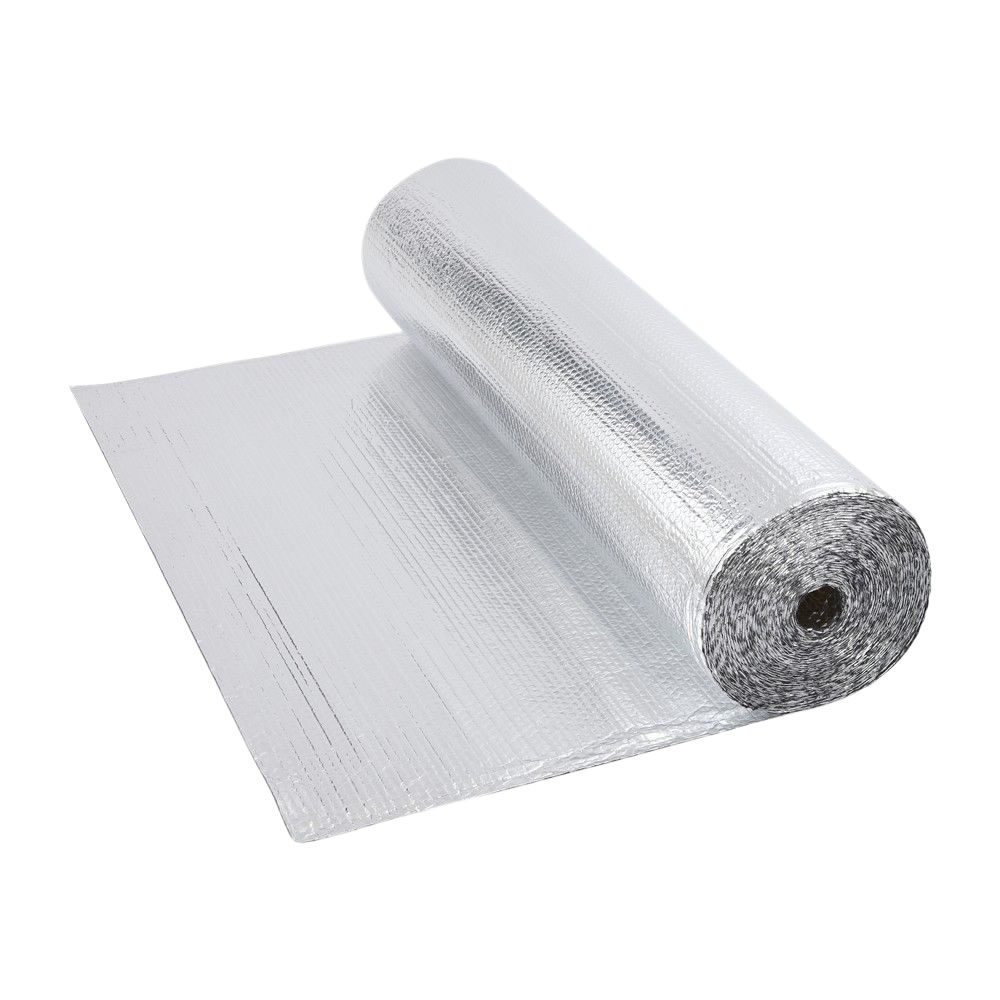 Rollo de Aislante Térmico de Doble Cara de Aluminio de 1 Capa con Burbujas de 10m x 1,2m - 12m2