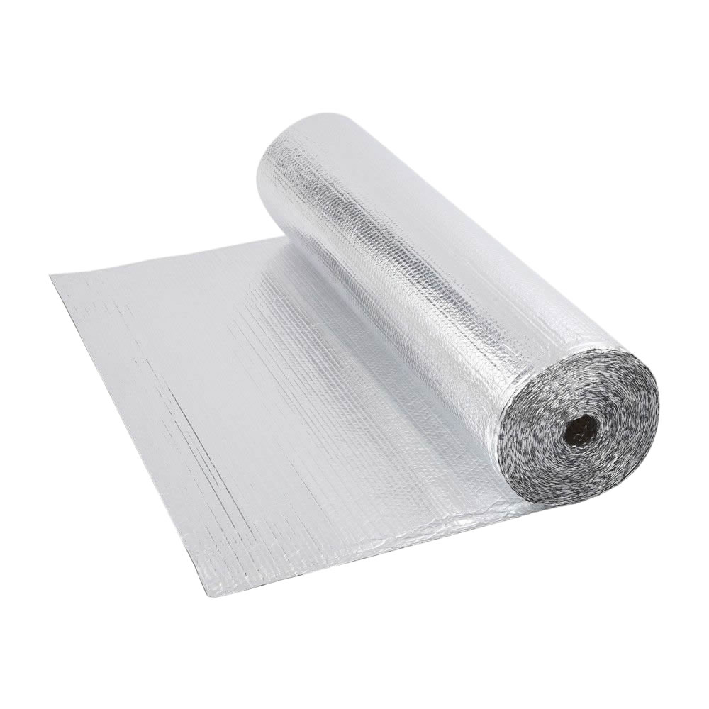 Rollo de Aislante Térmico de Doble Cara de Aluminio de 1 Capa con Burbujas de 25m x 1,2m