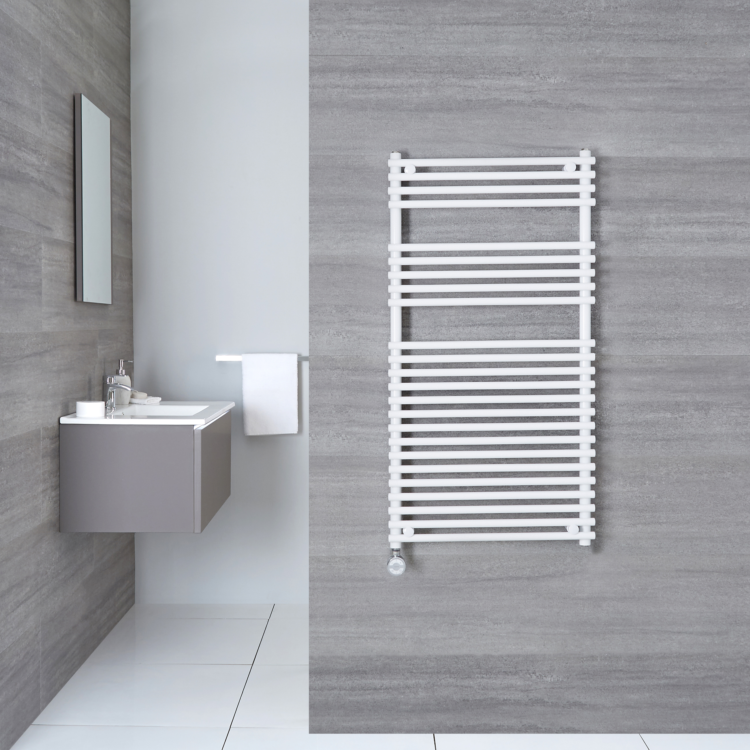 Radiador Toallero Eléctrico Plano - Blanco - 1150mm x 450mm x 70mm - Ischia