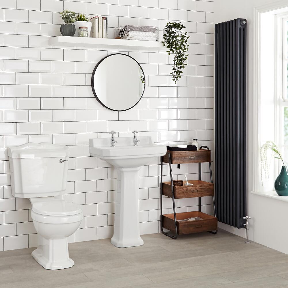 Lavabo con Pedestal en Cerámica en Estilo Retro 595x470x905mm - Richmond