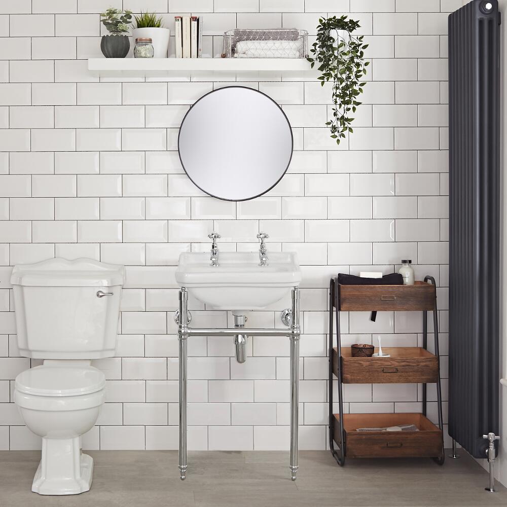 Lavabo Consola Tradicional en Cerámica de 500mm con Estructura en Metal - Richmond