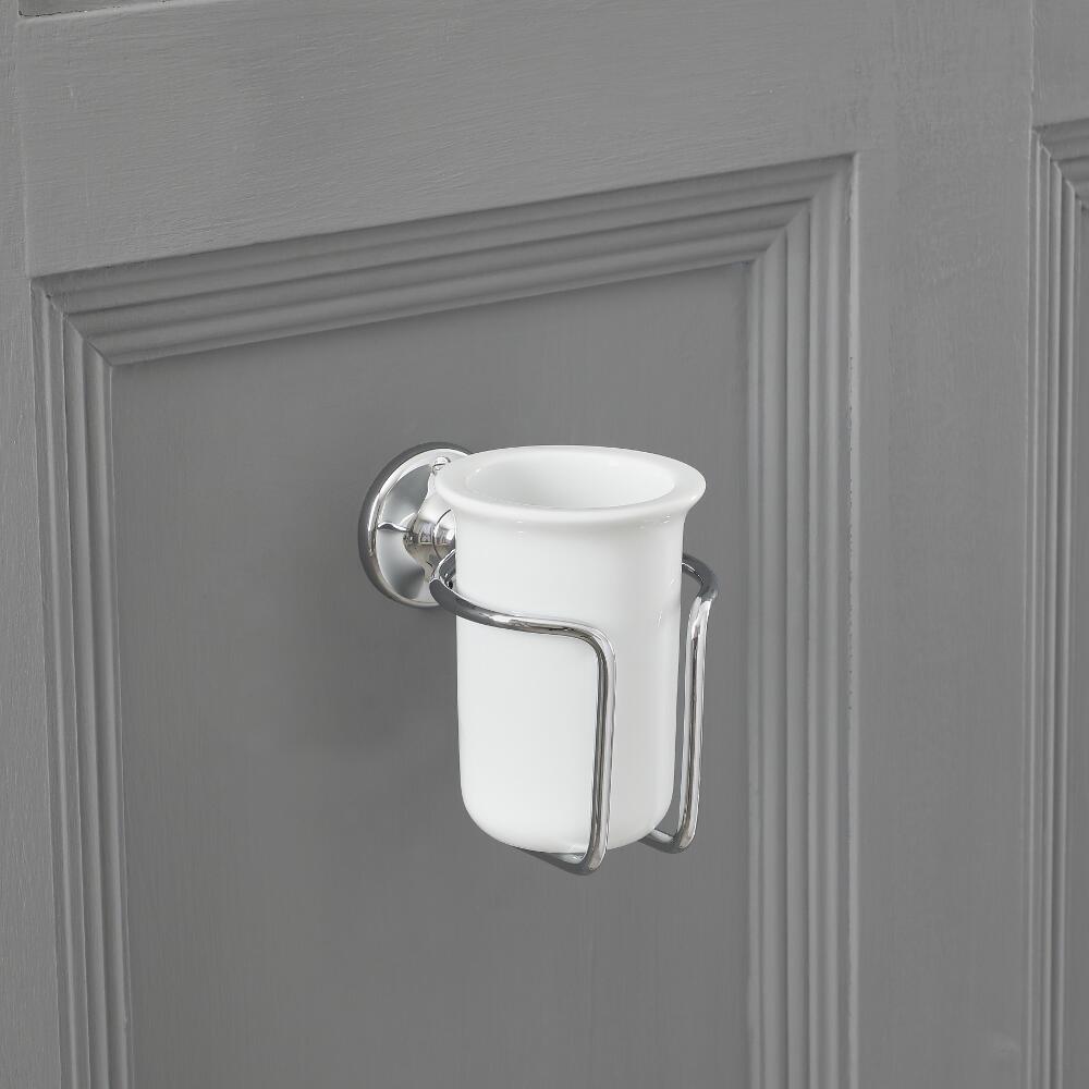 Vaso Porta Cepillo de Dientes en Cerámica y Soporte Porta Vaso de Pared - Tradicional