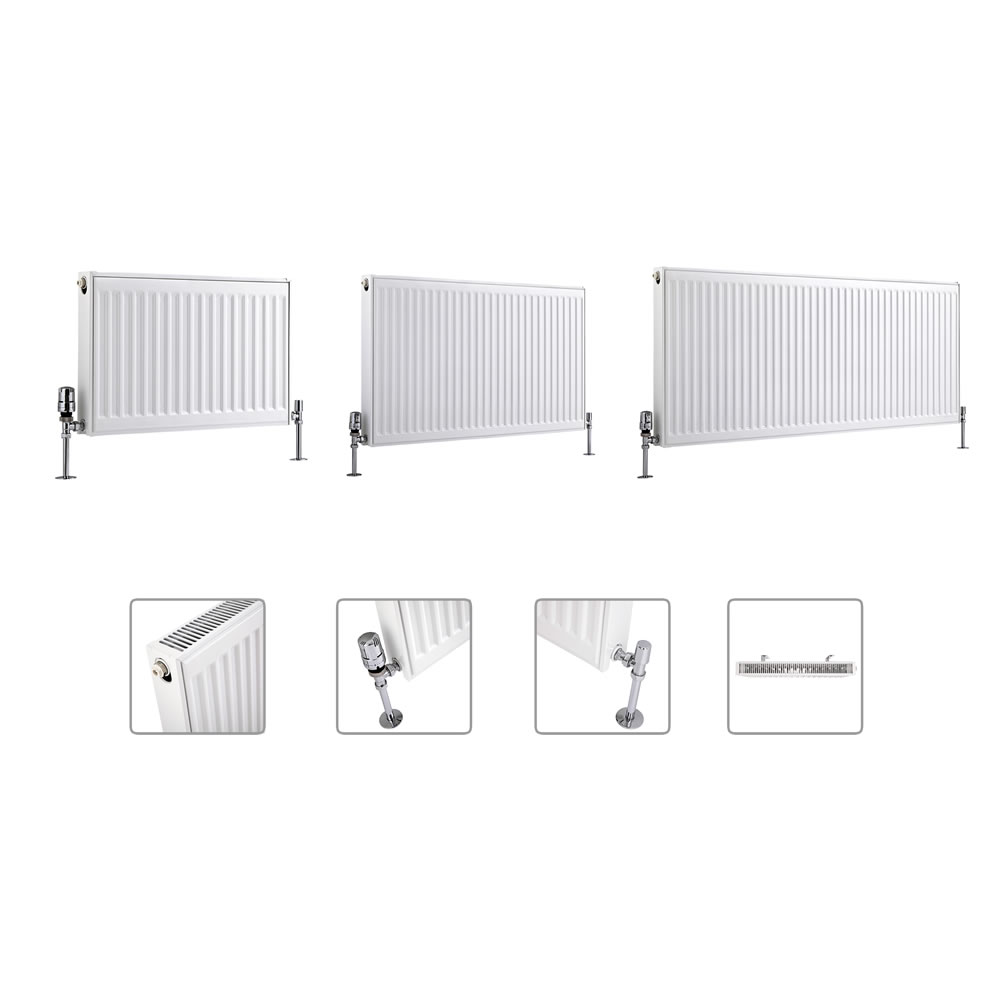 Radiador Convector Horizontal con Panel Doble Plus - Blanco - Disponible en Distintas Medidas - Eco