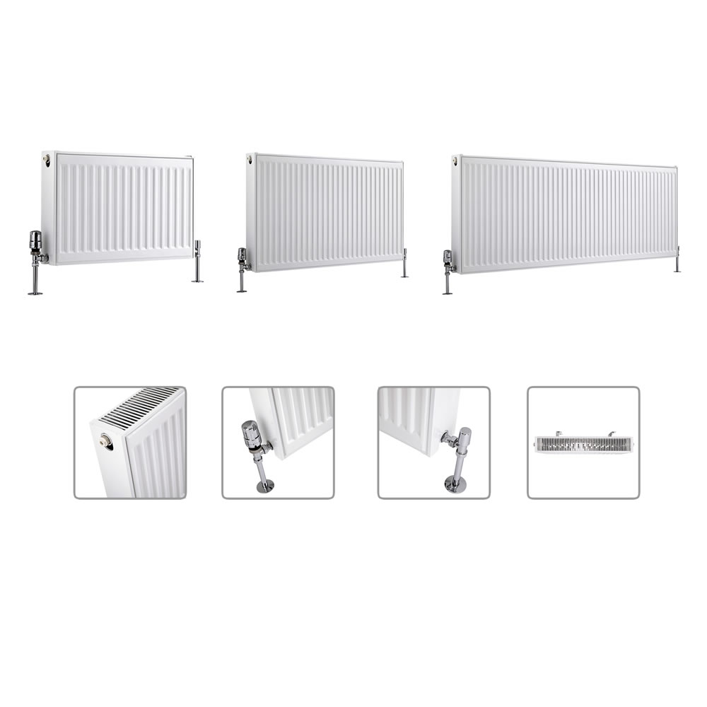 Radiador Convector Horizontal con Panel Doble - Blanco - Disponible en Distintas Medidas – Eco