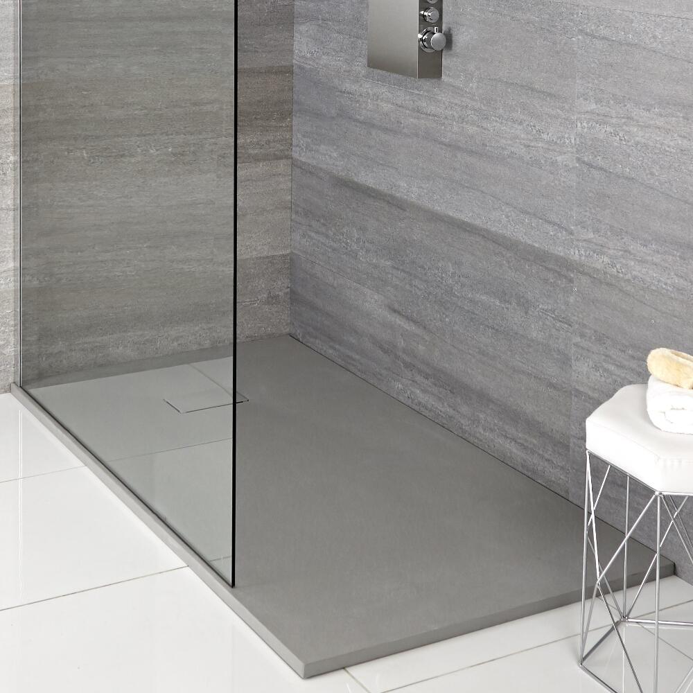 Plato de Ducha Rectangular Efecto Piedra de Color Gris Claro de 1700x900mm