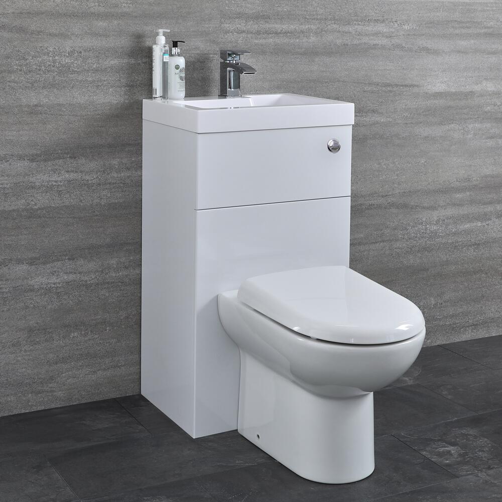 Conjunto de Baño Blanco Completo con Inodoro de Cerámica y Lavabo de Resina