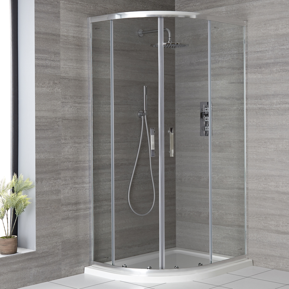 Mampara de Ducha Angular - Portland con Plato de Ducha - Disponible en Distintas Medidas