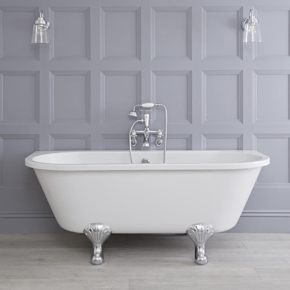 Bañera Acrílica Tradicional de Pared 1690x745mm con Pies de Soporte