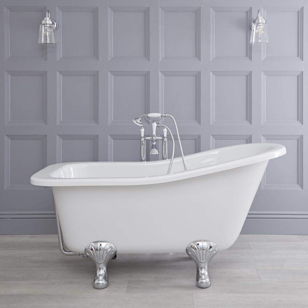 Bañera Acrílica Exenta Independiente Pequeña 1500x730mm con Pies de Soporte