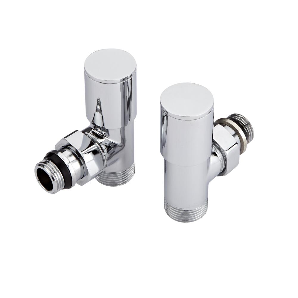 Par de Llaves Angulares Cromadas con Cabezal Termostático Cromado para Radiador y Toallero de 3/4” con Selección de Múltiples Adaptadores