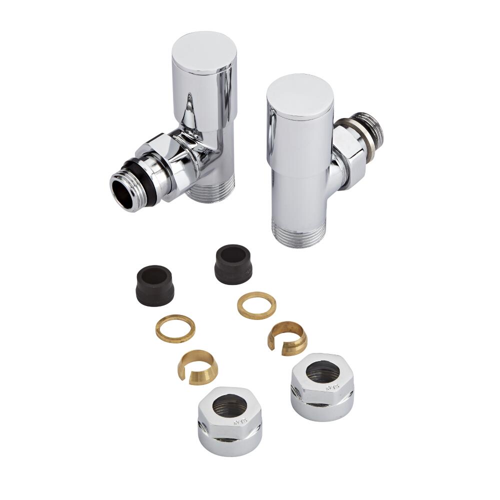 Par de Llaves Termostáticas para Radiador y Toallero de 3/4” con Adaptadores para Tubos de Cobre de 15mm