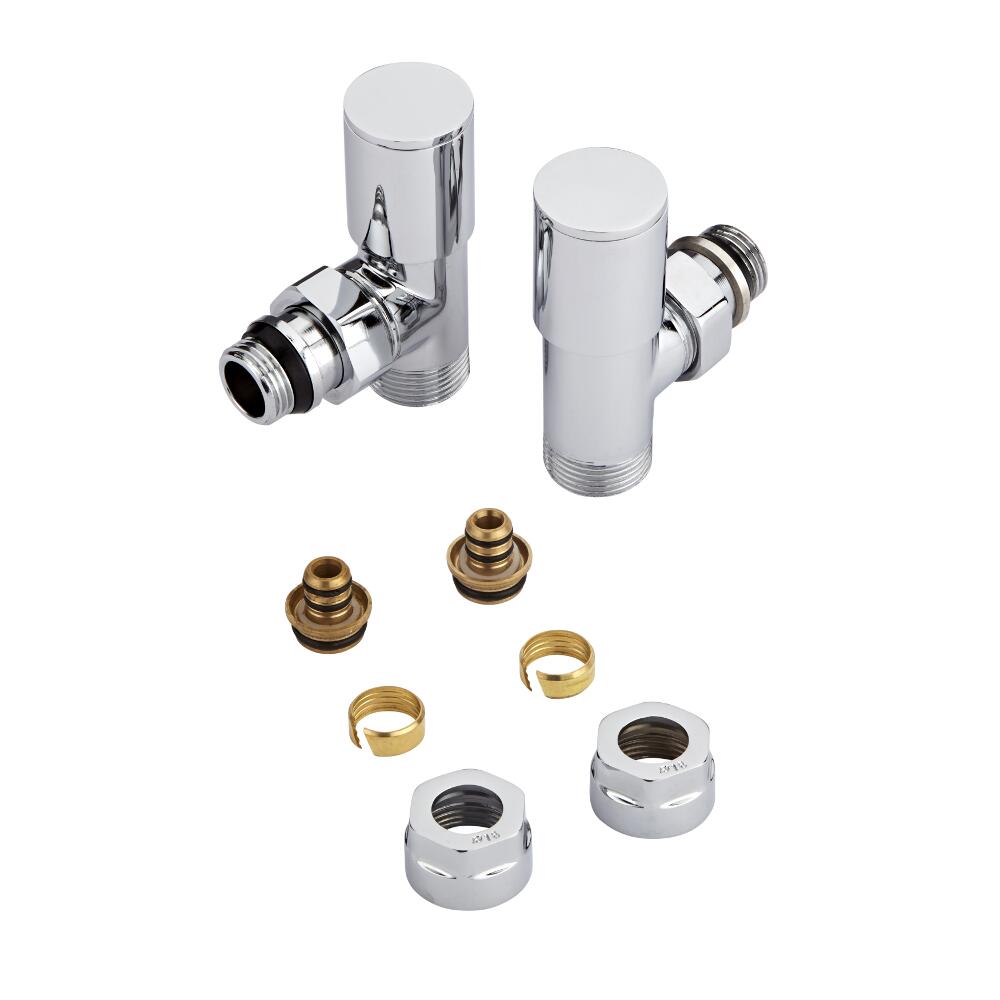 Par de Llaves Termostáticas para Radiador y Toallero de 3/4” con Adaptador Multiple para Tubos Pex o Multicapa 16mm
