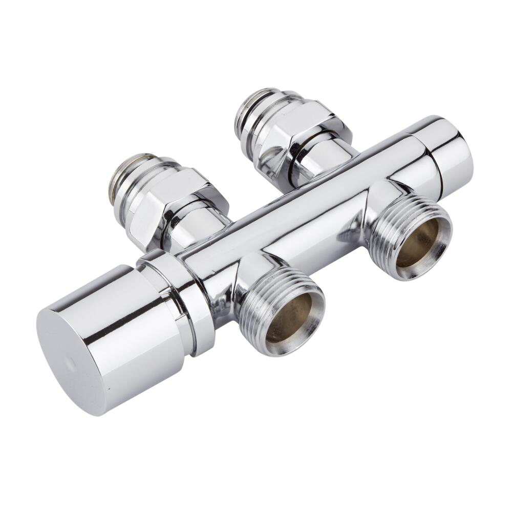Llaves Rectas Cromadas para Radiador y Toallero de 3/4” con Cabezal Minimalista Cromado con Selección de Múltiples Adaptadores - Multiblock H