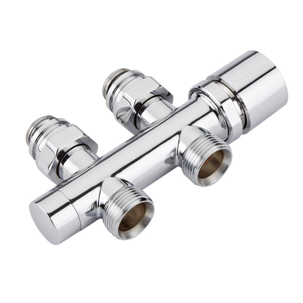 Llaves Rectas Cromadas con Cabezal Termostático Blanco para Radiador y Toallero de 3/4” con Selección de Múltiples Adaptadores - Multiblock H