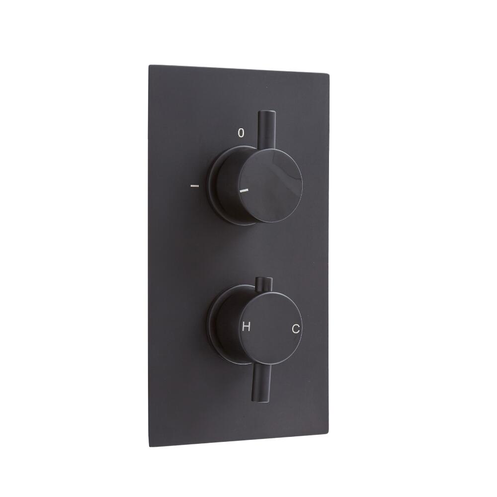 Llave de Ducha Termostática de 2 Funciones Redonda con Desviador Negra - Nox