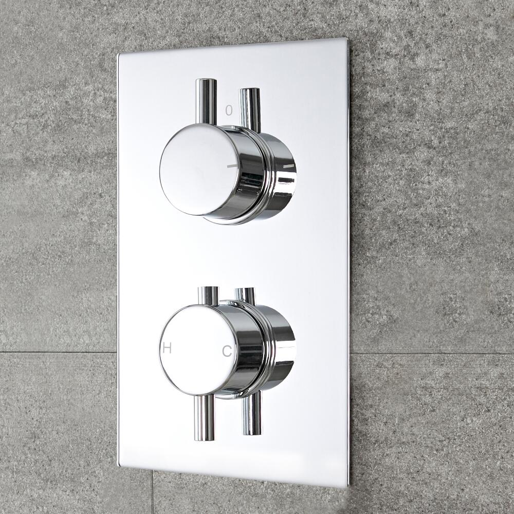 Termostato de Ducha de 2 Funciones con Manijas de Control Redondas en Estilo Minimalista