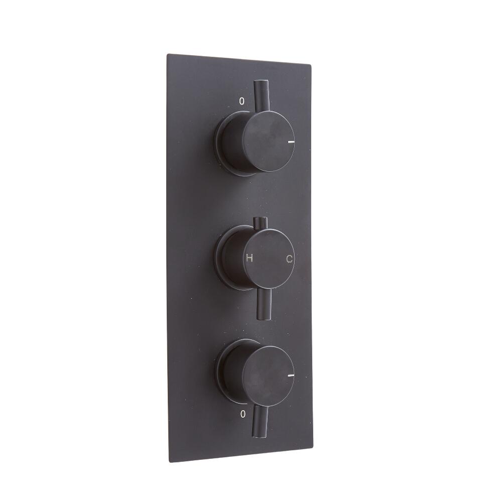 Llave de Ducha Termostática Triple de 2 Funciones Negra - Nox