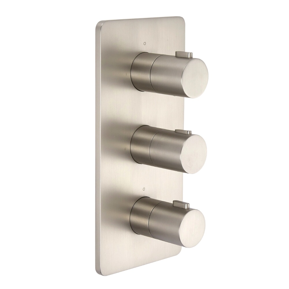 Modern Mezclador de Ducha Termostático Triple de 2 Salidas Níquel Cepillado - Harting