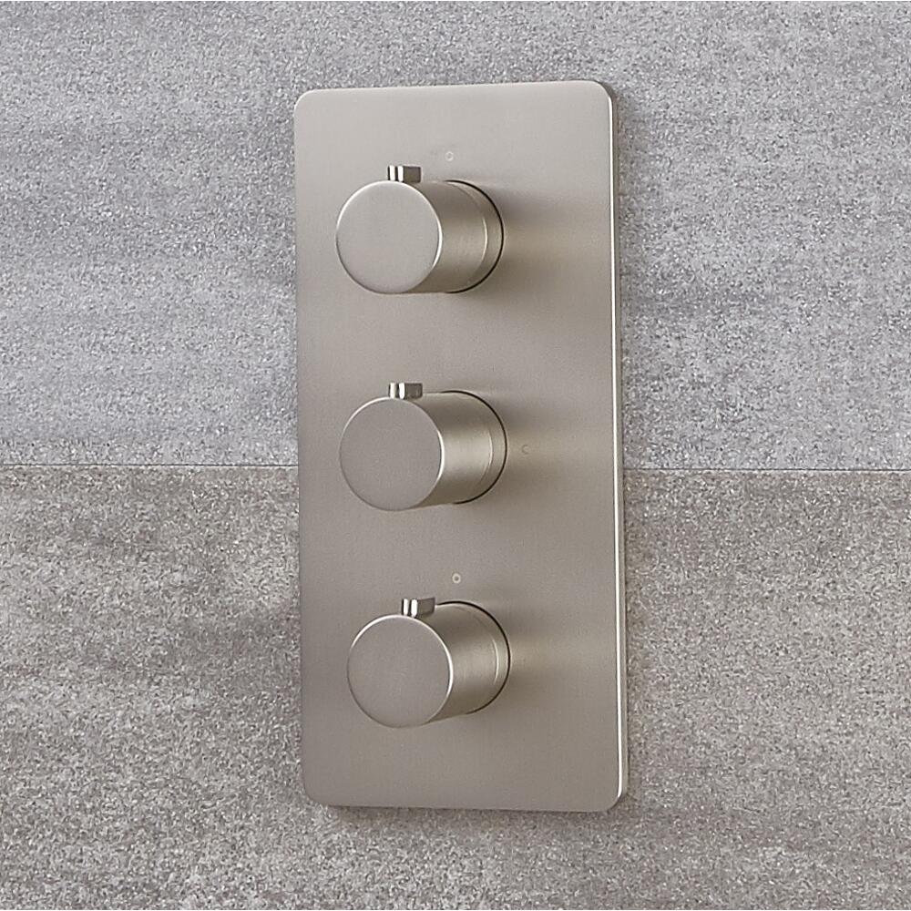 Mezclador de Ducha Termostático Triple de 3 Funciones con Desviador Moderno de Color Níquel Cepillado - Harting