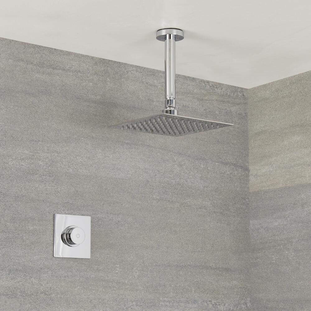 Ducha Digital con Sistema de Control de 1 Salida con Alcachofa de Ducha Cuadrada de 200x200mm y Brazo de Techo - Narus