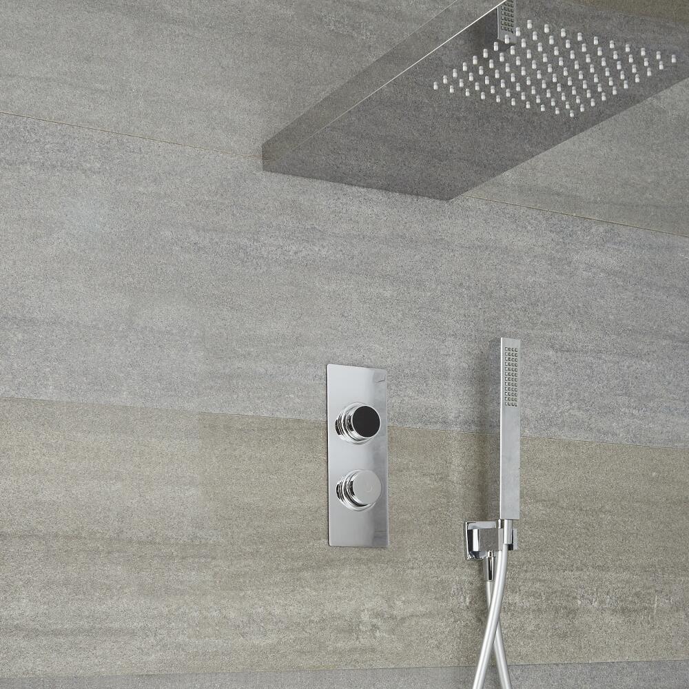 Ducha Digital con Sistema de Control de 2 Salidas con Alcachofa con Soporte para Mampara de 800x250mm y Telefonillo de Ducha - Narus