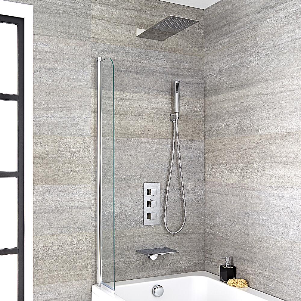 Conjunto de Ducha Termostático de 3 Funciones Redondo con Llenador de Bañera y Ducha de Mano - Arvo