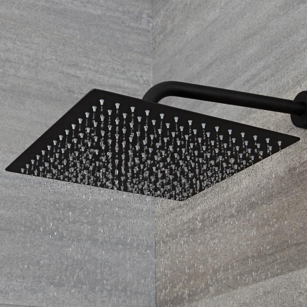 Alcachofa de Ducha Cuadrada Negra de 300x300mm Acero Inoxidable - Nox