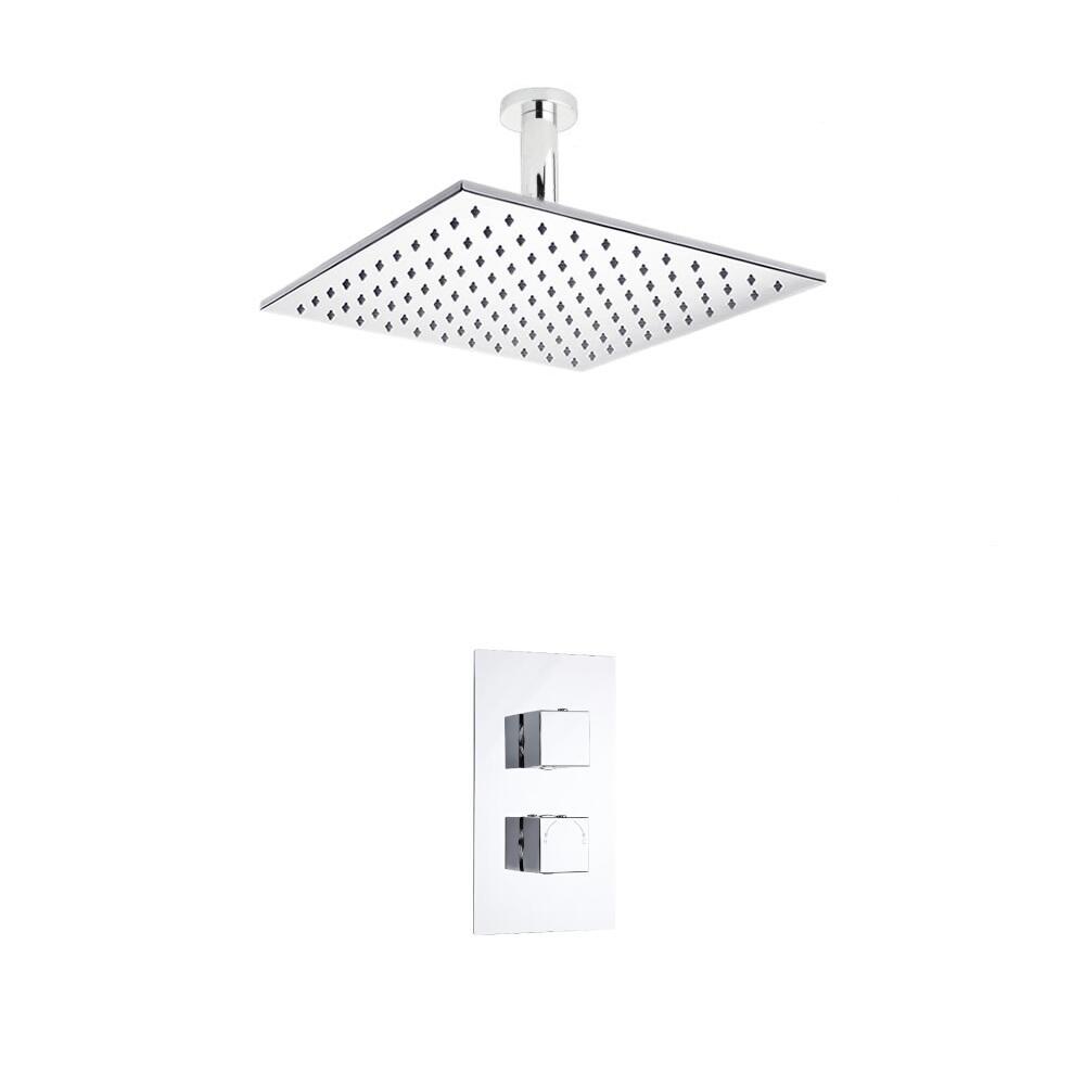 Conjunto de Ducha Termostático de 1 Función con Alcachofa Cuadrada de 300x300mm y Brazo de Ducha