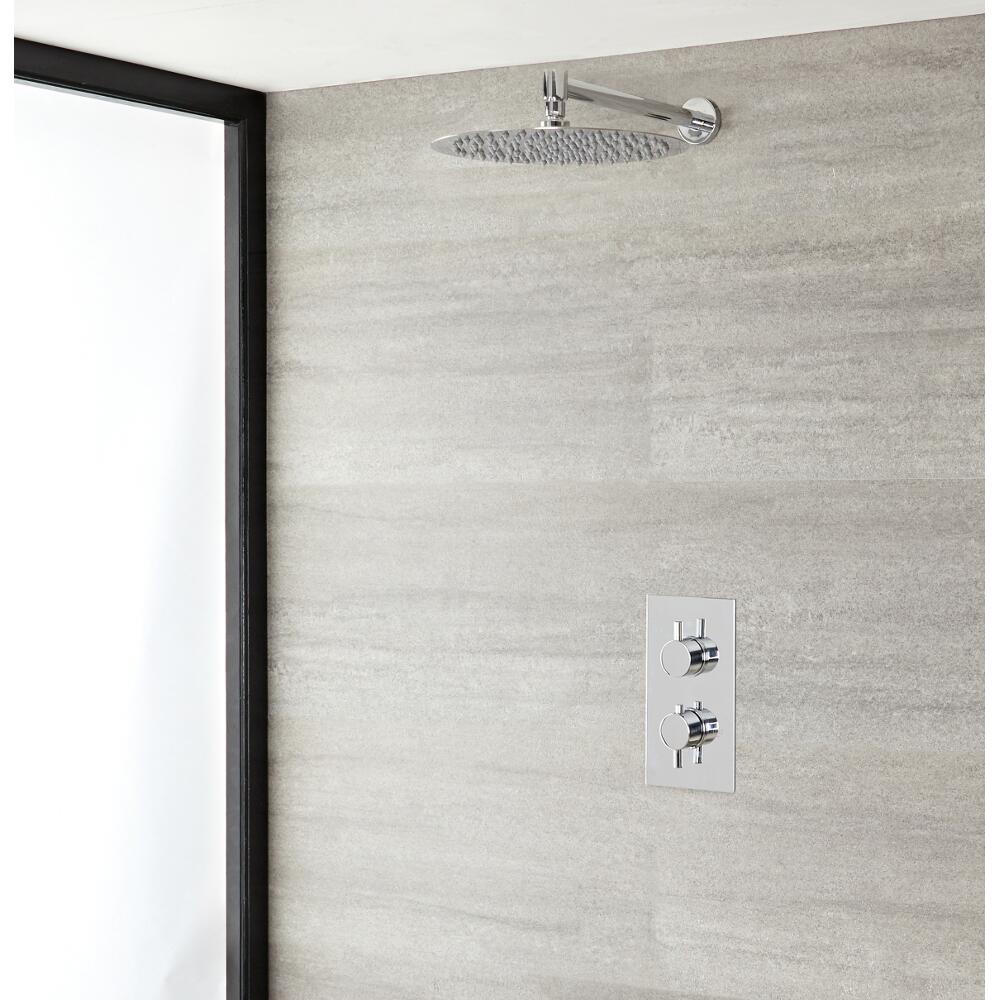 Conjunto de Ducha Termostático de 1 Función con Alcachofa de 200mm y Brazo de Ducha