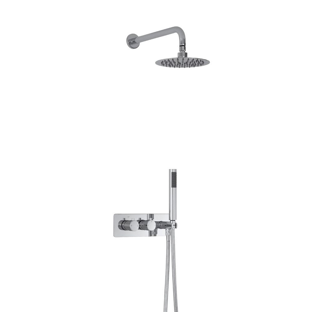 Mezclador de Ducha Empotrable de 2 Funciones con Alcachofa de 200mm con Diseño Redondo y Telefonillo - Mirage