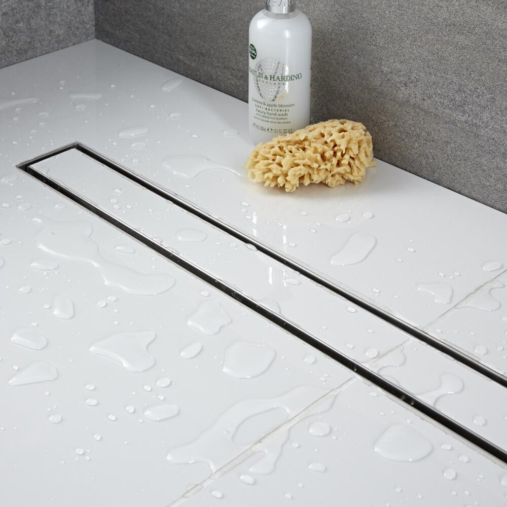 Canaleta para Ducha de Obra de 800mm con Rejilla Integrada con Diseño de Azulejo